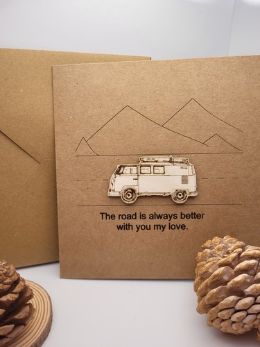 Camper van camping - camping, card