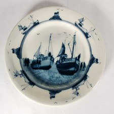 Oxney Green Nautical Sailing Ships Fishing Boats Blue Dinner plate 10 3/4" 