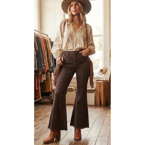 Shyanne brown high rise - brown, flare