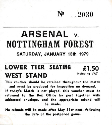 Ticket arsenal nottingham - arsenal, v