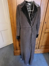 Amanda Wakeley For Principles Olive Green Faux Sheepskin Maxi Coat Size 8