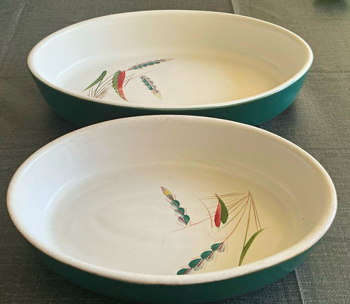 Vintage denby greenwheat oval - greenwheat,