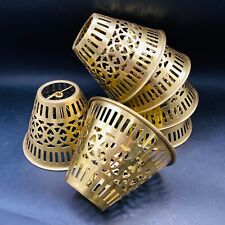 Brass Lamp Shades x 6 - 4" Tall x 5" Wide Cone Adjustable Wire Bulb Clips