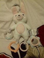 Lupilu Lidl White & Pink Rabbit Bunny Activity Sensory Soft Toy Rattle 7.5" Tall