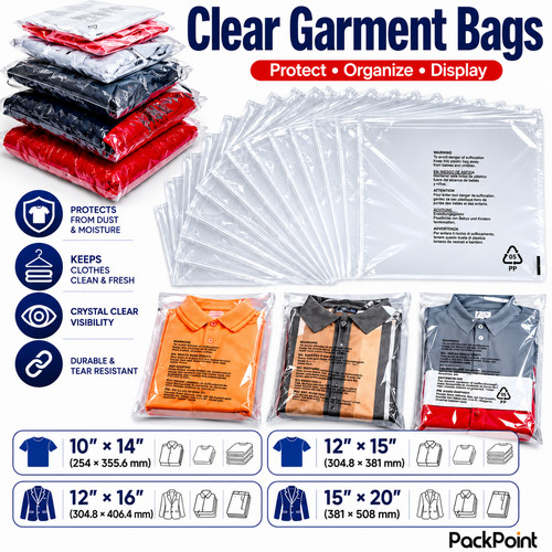 Clear garment bags - clear, cello