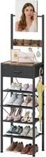 Slim Shoe Rack with Mirror &
