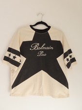 Balmain Paris Star Print Cotton T Shirt Top L