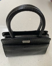 Osprey London Black Crocodile Effect Leather Handbag