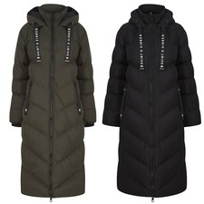 Womens Ladies Long Oversized Coat Quilted Padded Bubble Hooded Puffer Jacket