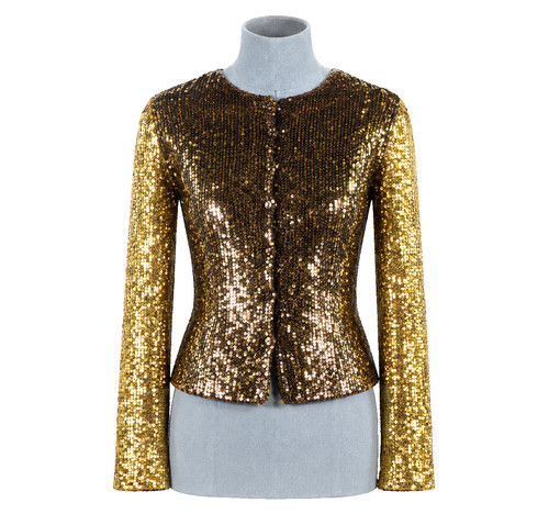 Gold sequin jacket cropped - gold,