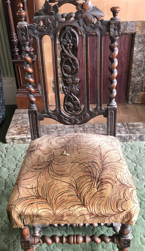 Carved oak hall chair antique - carved,