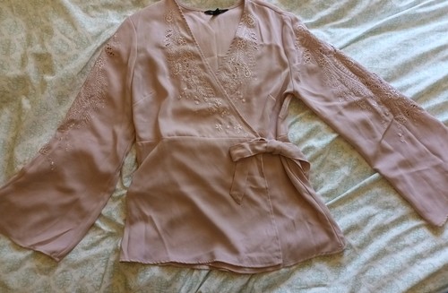 Pale pink wrap front blouse - pale,