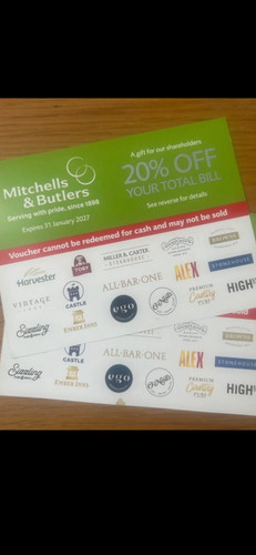 Off total bill mitchells - 20%,