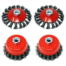 Twist Knot Wire Wheel Cup Brush Set for 115mm Angle Grinder Crew 4X