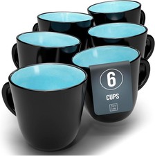 6 Set Mugs Teal/Coloured 460ml