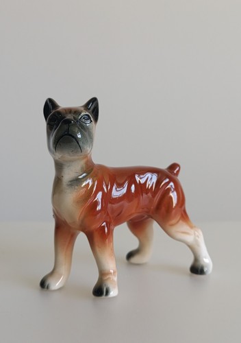 Vintage porcelain boxer dog - porcelain,