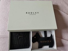 Radley Passport Holder Purse Travel Accessory Laguage Tag Black Leather Croc Eff