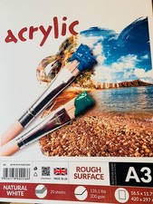 Acrylic Paint Paper Pad 20 Sheets 200gsm A3 16.5x11.5" or 420x297mm Rough Art