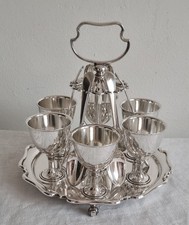 Excellent Quality A1 EPNS Egg Cup Stand With 6 Cups And Spoons - Atkin Brothers