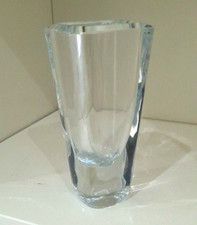 Swedish Strombergshyttan Clear Crystal Glass Rectangular Vase. Gerda Stromberg