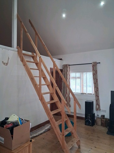Pine wooden staircase - wooden,