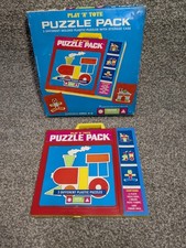 Vintage Play N Tote Puzzle Pack Game 3 Plastic Molded Plaques With 14 Pieces
