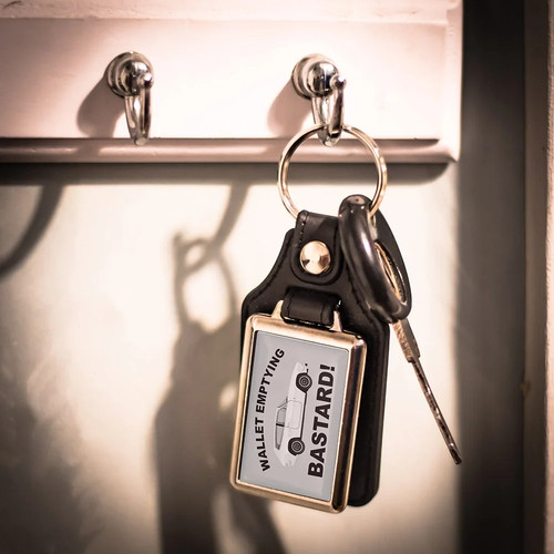 Leather look key ring - key,