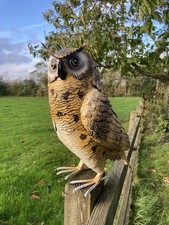 COLOURED METAL OWL BIRD STATUE GARDEN ORNAMENT