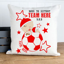 Christening Football Cushion Cover New Baby Gift Fan PERSONALISED BTS01
