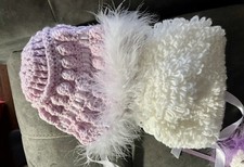 Hand Knitted & Crochet   Baby Bonnets 0-6 Months X 2 A5