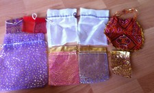 Gift Bags Drawstring Organza Diamante Gift Wrap Shabby Chic Retro Job Lot x 10