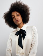 M&S X Bella Freud Pure Silk Pleat Detail Shirt Ivory Size 12 *SOLD OUT* BNWT