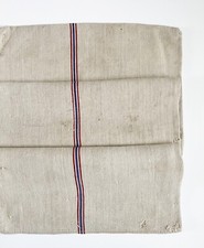 Antique Hungarian Grain Sack with Blue and Red Stripes Upholstery Feedsack BLR4