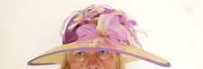 Jacques Vert Wedding Hat Lilac Purple & Cream Straw & Feather