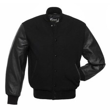 Black Wool Varsity Letterman