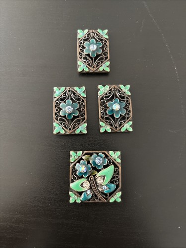 Set vintage ornate enamel - vintage,