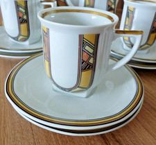 Thun Carlsbad Czechoslovakian Porcelain   Art Deco Coffee 3 Cups 6 Saucers
