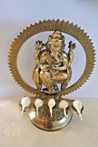 Vintage brass ganesh statue - brass,
