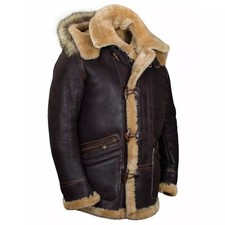 100% sheepskin WW2 B3 Mens RAF Aviator Leather Jacket Coat Bomber Flying irvin