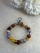 Autumn Colours Keyring. Plastic Beads On A Circular Design With Lobster Clasp