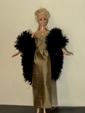 Barbie doll gold silk evening