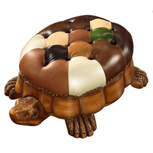 Leather turtle ottoman stool - leather,