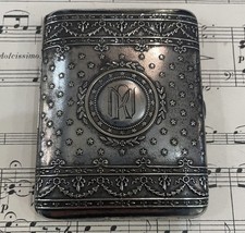 Antique French Art Nouveau Sterling Silver 800 Cigarette Case c1900
