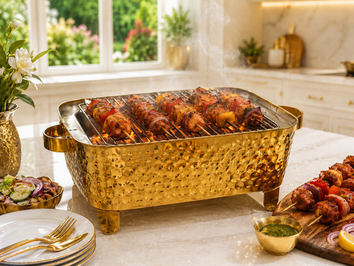 Hammered metal bbq - metal, grill