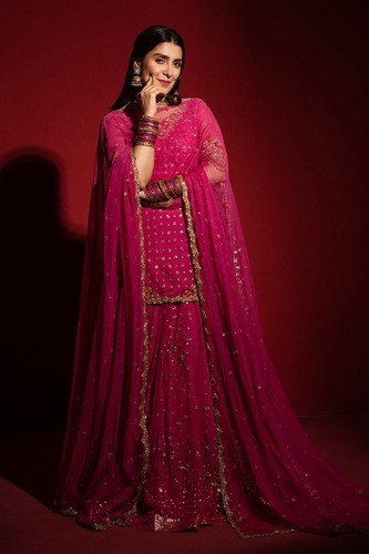 Fully embroidered sharara - pc,