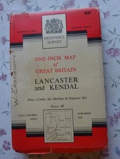 VINTAGE cloth OS MAP LANCASTER
