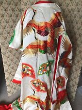 STUNNING VINTAGE SILK JAPANESE UCHIKAKE EMBROIDERED WEDDING KIMONO  CRANE BIRD