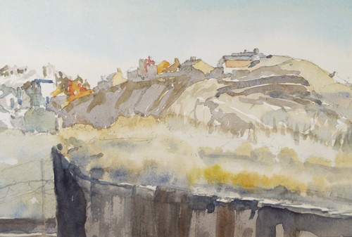 Original watercolour village - watercolour,, 'village