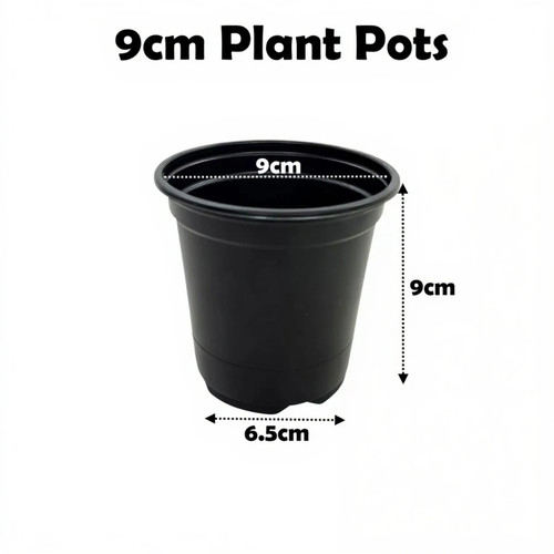 9cm plant pots black - pots,
