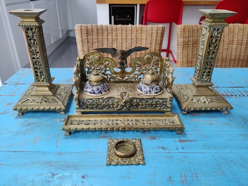 Antique victorian brass - brass, desk